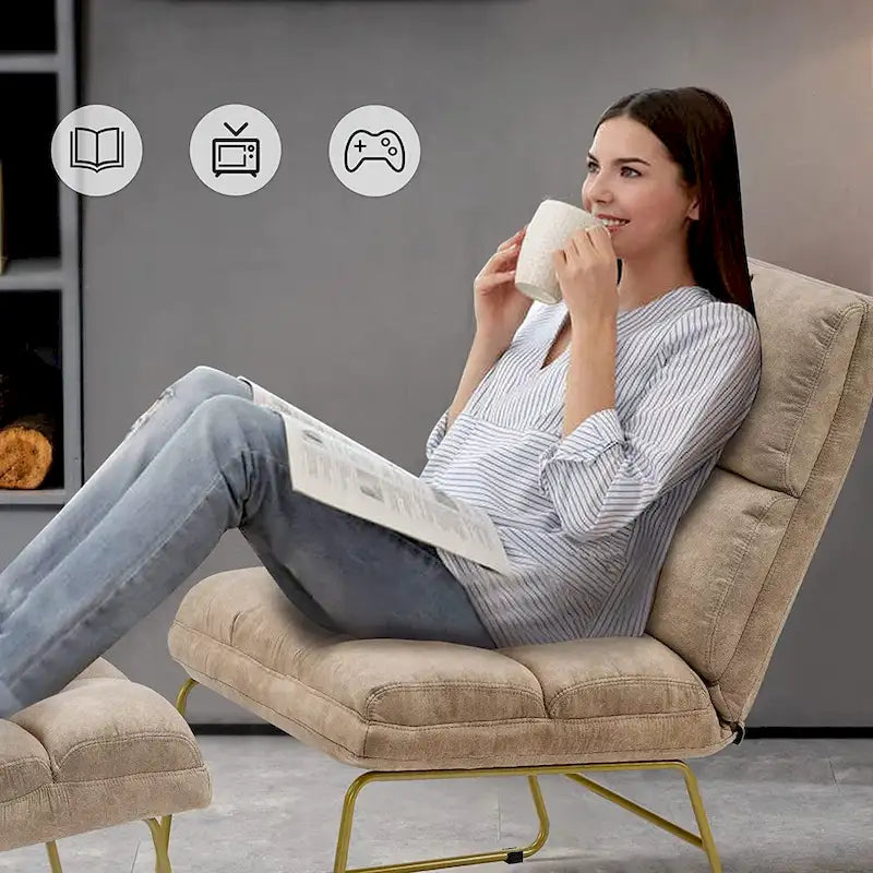 Mcombo Accent Chair with Ottoman, Lounge Sofa Couch,4013