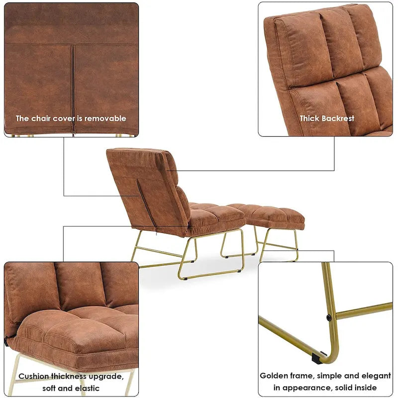 Mcombo Accent Chair with Ottoman, Lounge Sofa Couch,4013