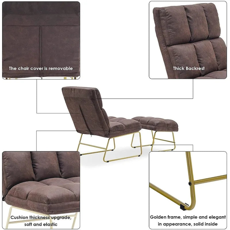 Mcombo Accent Chair with Ottoman, Lounge Sofa Couch,4013