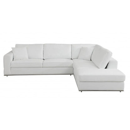 HomeRoots White Italian Leather Reclining L Shaped Two Piece Corner Sectional - 117