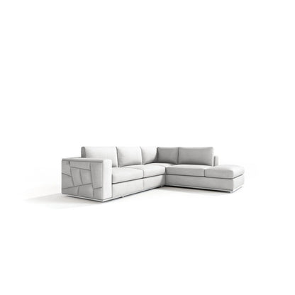 HomeRoots White Italian Leather Reclining L Shaped Two Piece Corner Sectional - 117