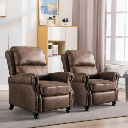 Pushback Club Recliner with Rivet Decoration Set of 2