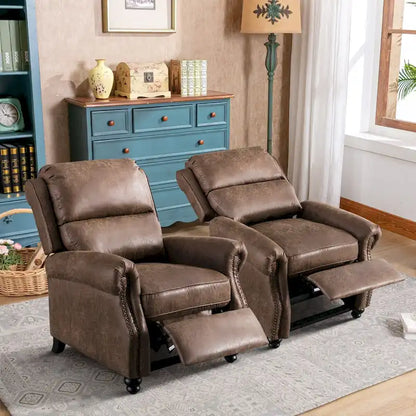 Pushback Club Recliner with Rivet Decoration Set of 2