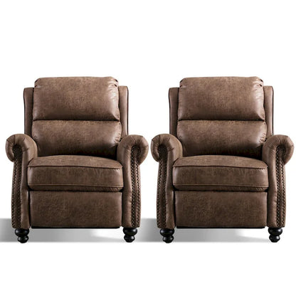 Pushback Club Recliner with Rivet Decoration Set of 2