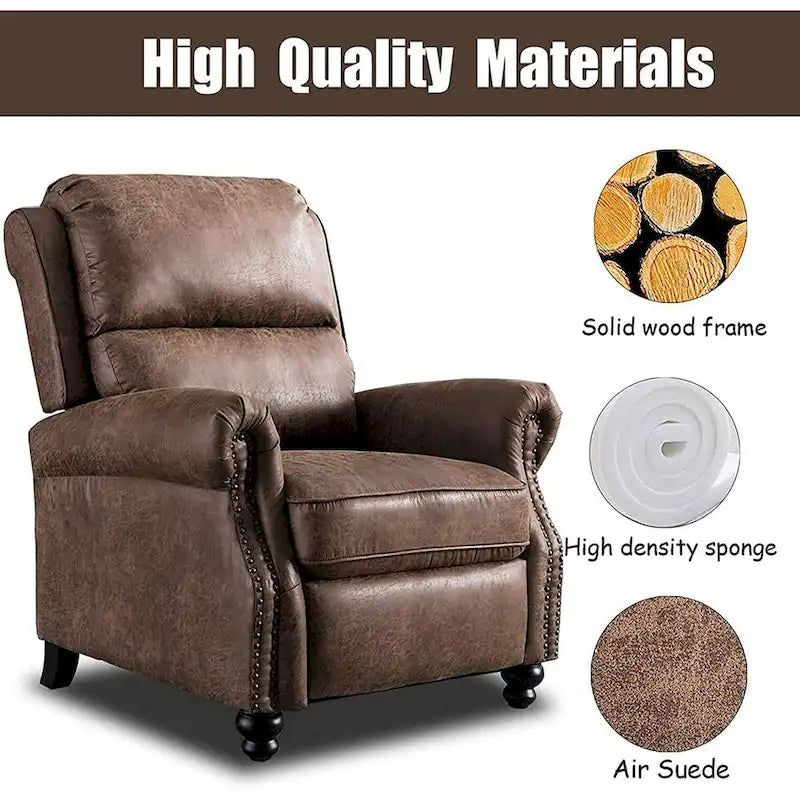 Pushback Club Recliner with Rivet Decoration Set of 2