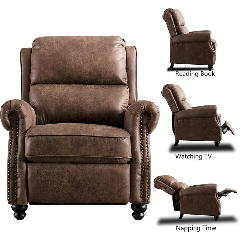 Pushback Club Recliner with Rivet Decoration Set of 2