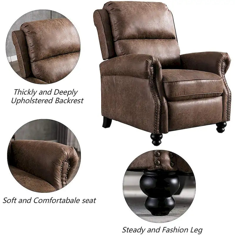 Pushback Club Recliner with Rivet Decoration Set of 2