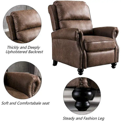 Pushback Club Recliner with Rivet Decoration Set of 2