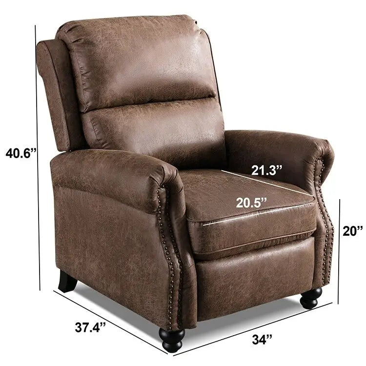 Pushback Club Recliner with Rivet Decoration Set of 2