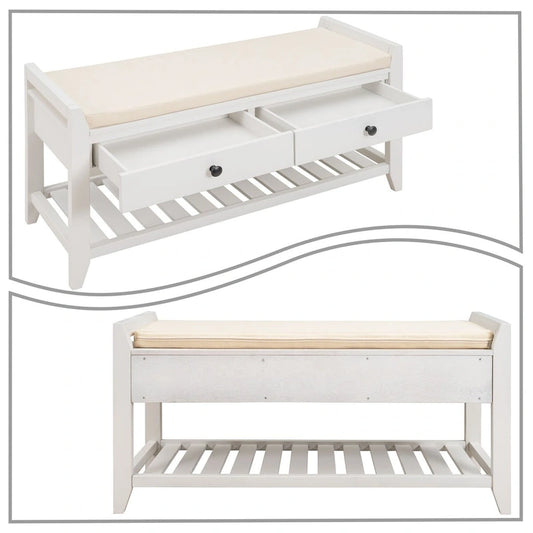 Vintage French Style Wooden Storage Bench, for Indoor Use