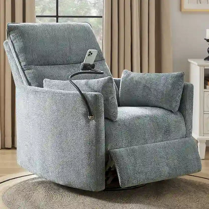 Barry Modern 38 Power Rocking Swivel Nursery Recliner with USB Ports by HULALA HOME