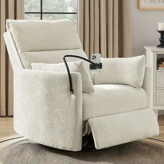 Barry Modern 38 Power Rocking Swivel Nursery Recliner with USB Ports by HULALA HOME