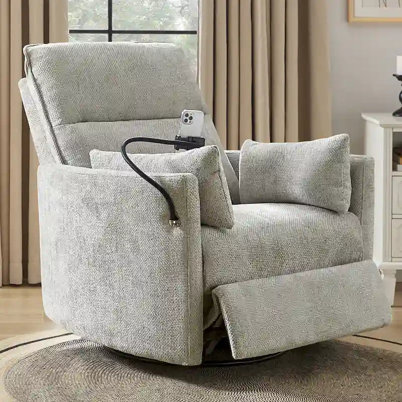 Barry Modern 38 Power Rocking Swivel Nursery Recliner with USB Ports by HULALA HOME