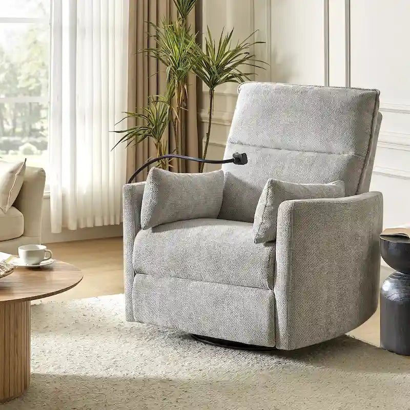 Barry Modern 38 Power Rocking Swivel Nursery Recliner with USB Ports by HULALA HOME