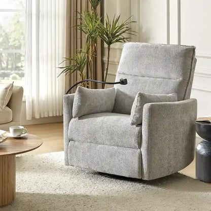 Barry Modern 38 Power Rocking Swivel Nursery Recliner with USB Ports by HULALA HOME