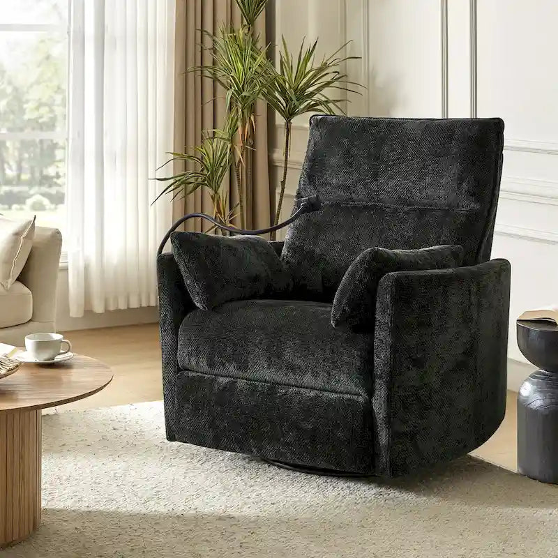 Barry Modern 38 Power Rocking Swivel Nursery Recliner with USB Ports by HULALA HOME