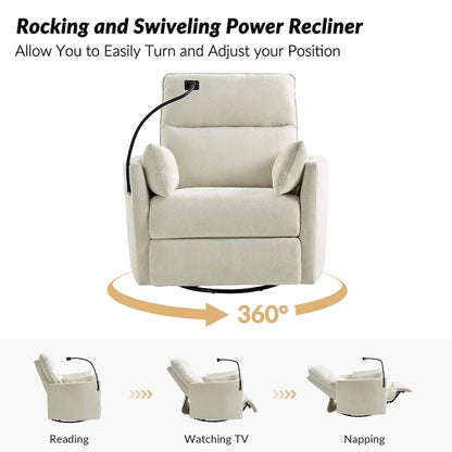 Barry Modern 38 Power Rocking Swivel Nursery Recliner with USB Ports by HULALA HOME