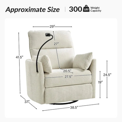 Barry Modern 38 Power Rocking Swivel Nursery Recliner with USB Ports by HULALA HOME