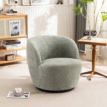 Single Fabric Modern Accent Chair 360 Degree Rotation Swivel Barrel Chairs