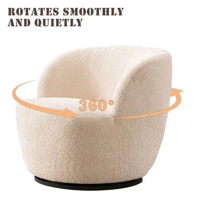 Single Fabric Modern Accent Chair 360 Degree Rotation Swivel Barrel Chairs