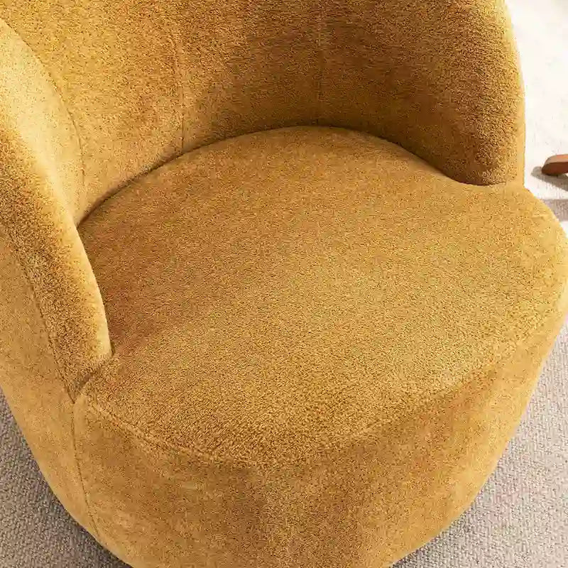 Single Fabric Modern Accent Chair 360 Degree Rotation Swivel Barrel Chairs