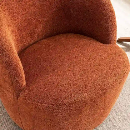 Single Fabric Modern Accent Chair 360 Degree Rotation Swivel Barrel Chairs