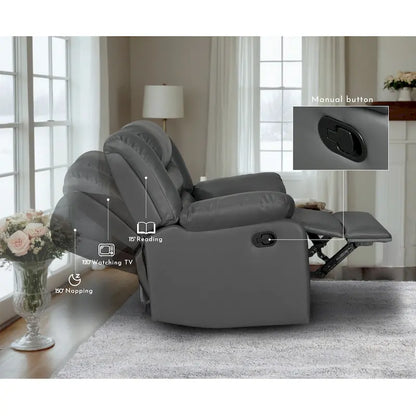 3 Piece Faux Leather Manual Reclining Livingroom Sofa Set with Dropdown Table and Console