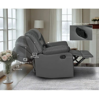 3 Piece Faux Leather Manual Reclining Livingroom Sofa Set with Dropdown Table and Console