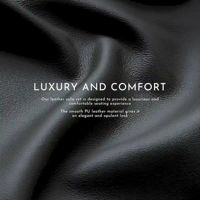 3 Piece Faux Leather Manual Reclining Livingroom Sofa Set with Dropdown Table and Console