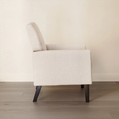 LUE BONA Mid-Century Modern Upholstered Linen Fabric Button Tufted Accent Chair - 28.5 W X 27.25 D X 33.75 H