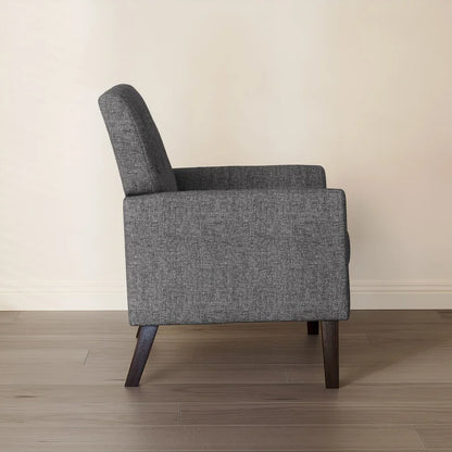 LUE BONA Mid-Century Modern Upholstered Linen Fabric Button Tufted Accent Chair - 28.5 W X 27.25 D X 33.75 H