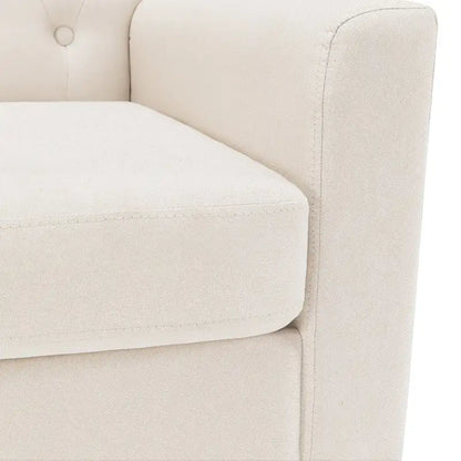 LUE BONA Mid-Century Modern Upholstered Linen Fabric Button Tufted Accent Chair - 28.5 W X 27.25 D X 33.75 H