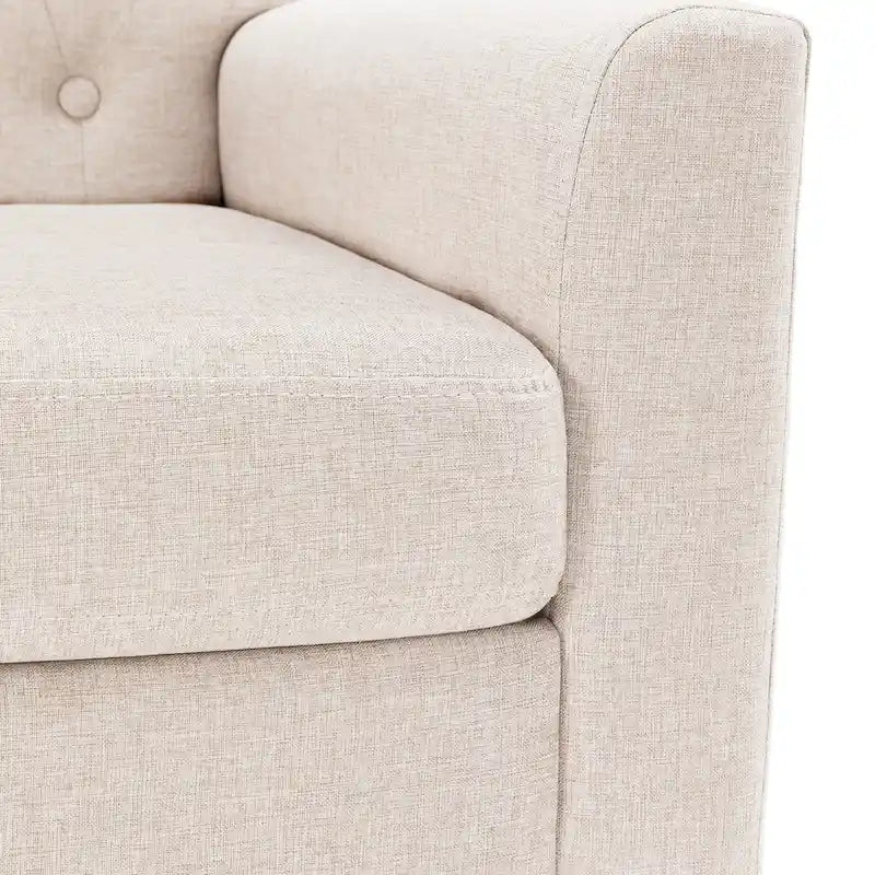 LUE BONA Mid-Century Modern Upholstered Linen Fabric Button Tufted Accent Chair - 28.5 W X 27.25 D X 33.75 H