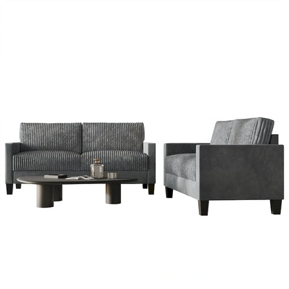 CraftPorch Corduroy Mid-Century Modern Velvet Upholstered 2-Piece Living Room Set