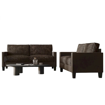 CraftPorch Corduroy Mid-Century Modern Velvet Upholstered 2-Piece Living Room Set
