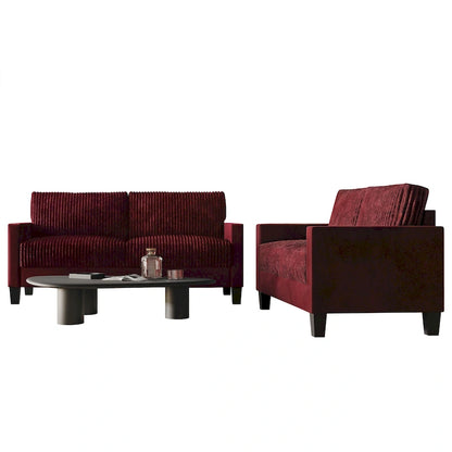 CraftPorch Corduroy Mid-Century Modern Velvet Upholstered 2-Piece Living Room Set