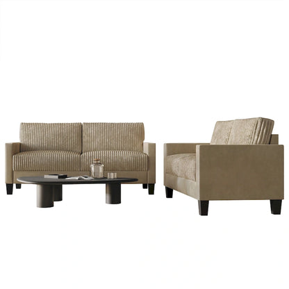 CraftPorch Corduroy Mid-Century Modern Velvet Upholstered 2-Piece Living Room Set