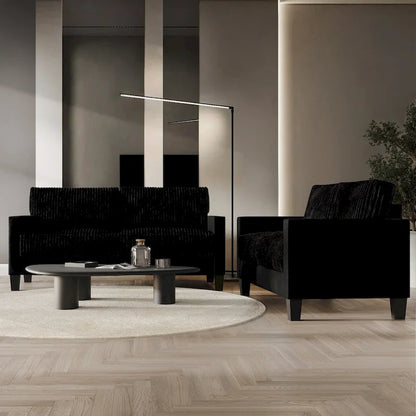 CraftPorch Corduroy Mid-Century Modern Velvet Upholstered 2-Piece Living Room Set