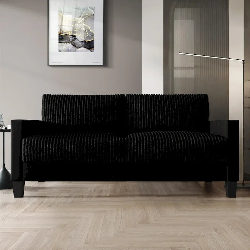 CraftPorch Corduroy Mid-Century Modern Velvet Upholstered 2-Piece Living Room Set