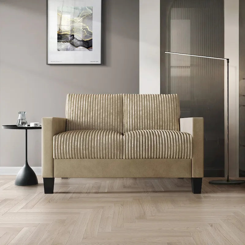 CraftPorch Corduroy Mid-Century Modern Velvet Upholstered 2-Piece Living Room Set