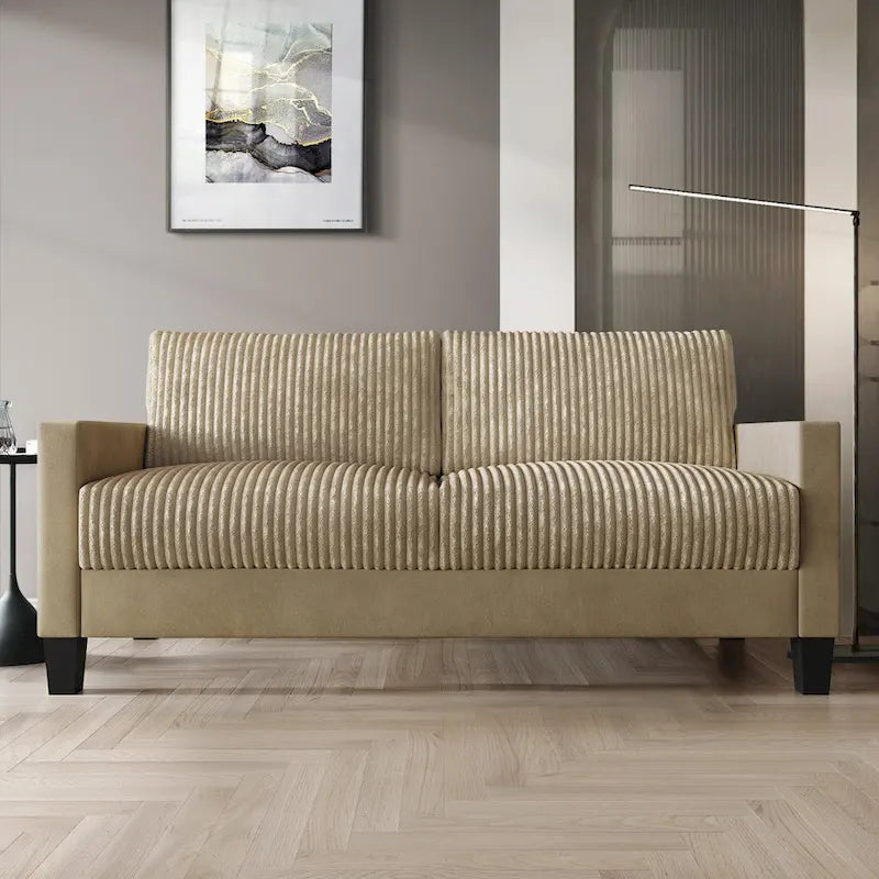 CraftPorch Corduroy Mid-Century Modern Velvet Upholstered 2-Piece Living Room Set