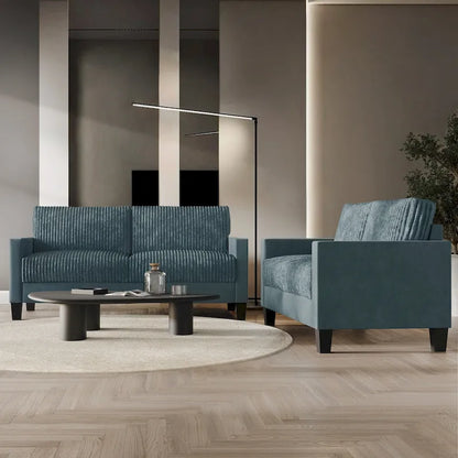 CraftPorch Corduroy Mid-Century Modern Velvet Upholstered 2-Piece Living Room Set