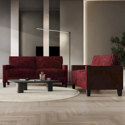 CraftPorch Corduroy Mid-Century Modern Velvet Upholstered 2-Piece Living Room Set