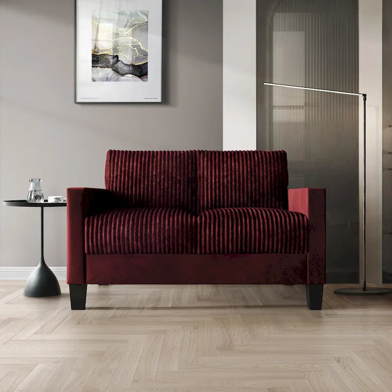 CraftPorch Corduroy Mid-Century Modern Velvet Upholstered 2-Piece Living Room Set