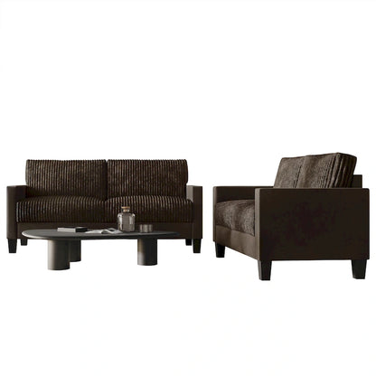 CraftPorch Corduroy Mid-Century Modern Velvet Upholstered 2-Piece Living Room Set