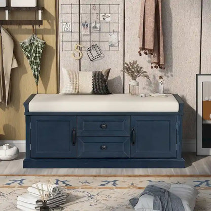 Storage Bench Shoe Bench with Removable Cushion for Living Room