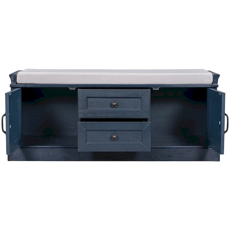 Storage Bench Shoe Bench with Removable Cushion for Living Room