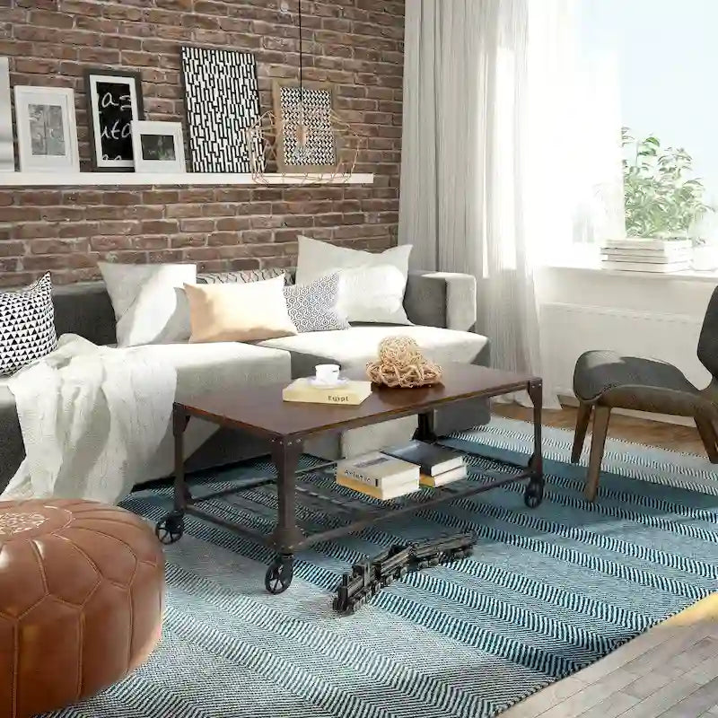 Furniture of America Gace Urban Oak 48-inch Casters Coffee Table