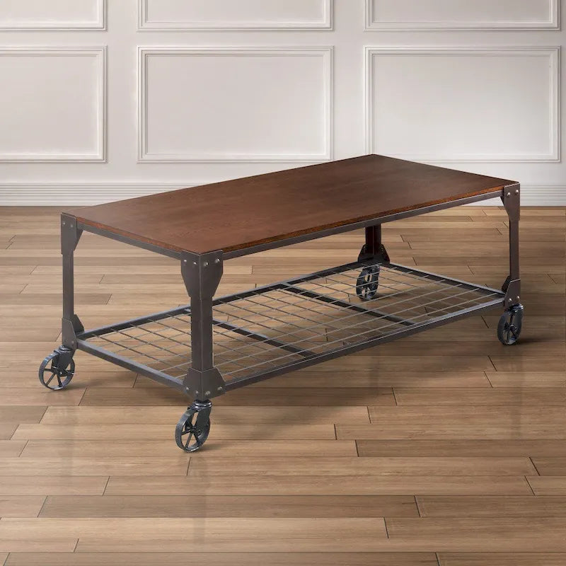 Furniture of America Gace Urban Oak 48-inch Casters Coffee Table