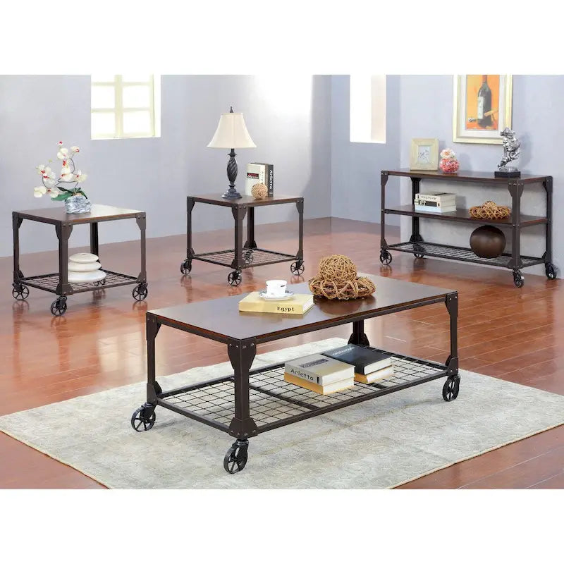 Furniture of America Gace Urban Oak 48-inch Casters Coffee Table